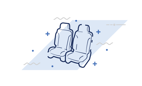 illustration of two interior vehicle bucket seats